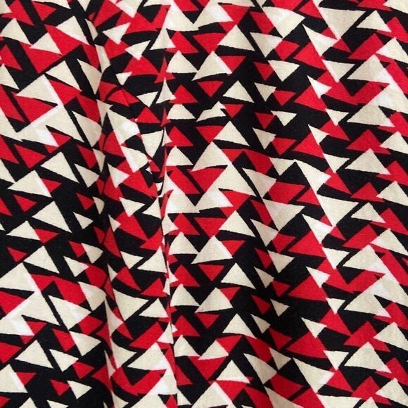 J. Jill Red Black White Geometric Button Front Shirt Dress Roll Tab Sleeves 2P - Picture 4 of 9